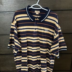 Pelle Pelle Men's Polo Shirt - Navy, White, Gold Stripes
